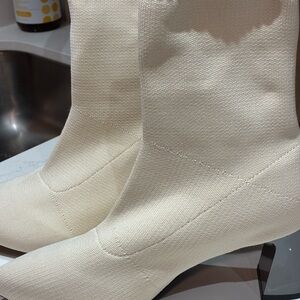 Elegant WHITE Women's Sock Boots NEW. Never Worn